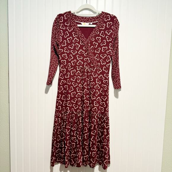 Boden Dresses & Skirts - Boden Surplice Burgundy Floral Dress Size 2 Jersey Knit